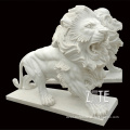 Hand Carved Classic Design White Lion Stone Statue